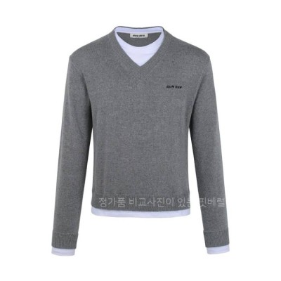 미*미우 페이크 투피스 V넥 니트