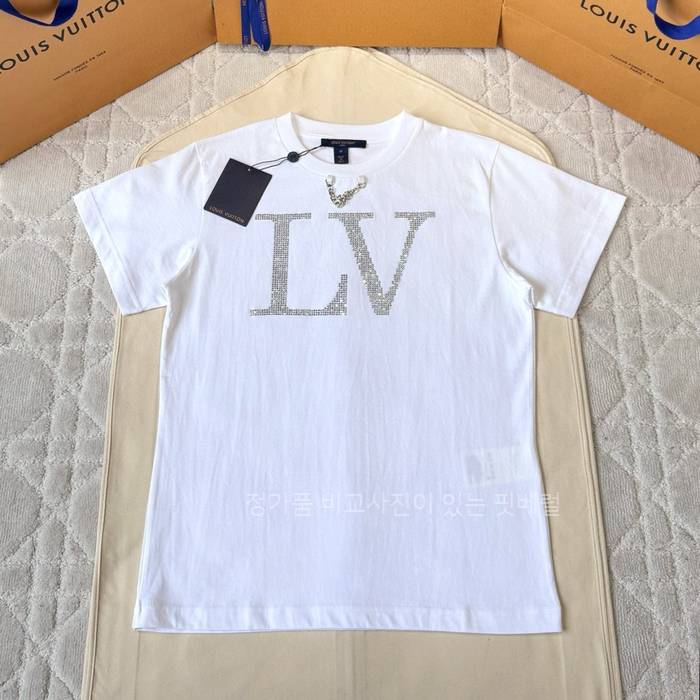 루*비통 LV 라인스톤 시그니처 반팔티셔츠 여성용