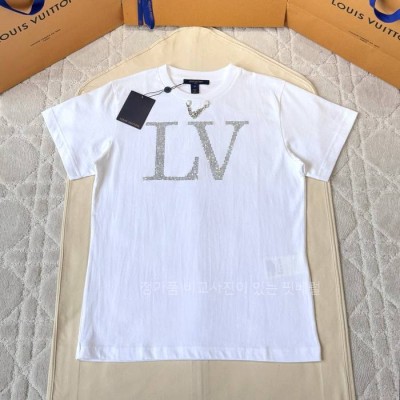 루*비통 LV 라인스톤 시그니처 반팔티셔츠 여성용