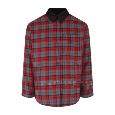 미*미우 체크 플레드 코튼 자켓.