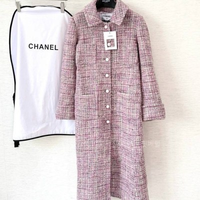 샤* 트위드 롱 코트