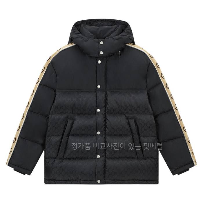 구* GG 자카드 나일론 사이드 라인 다운 패딩