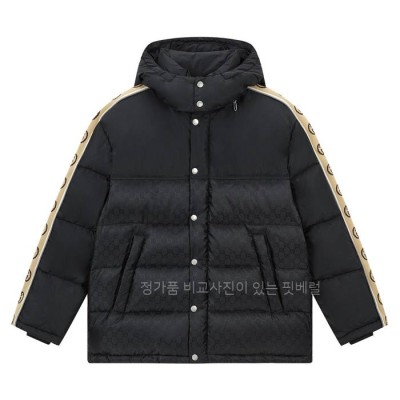 구* GG 자카드 나일론 사이드 라인 다운 패딩