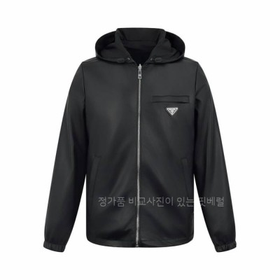 프*다 리버시블 레더 나일론 후드집업 자켓