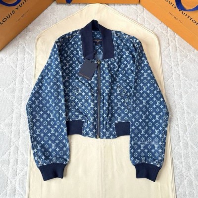 루*비통 크롭드 모노그램 데님 보머 자켓 여성용