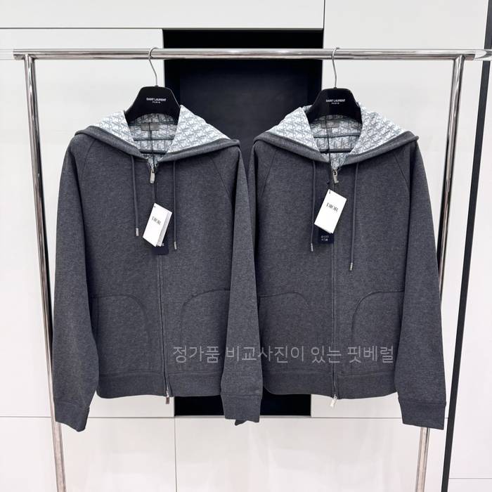 디* 오블리크 자카드 울 블렌드 후드집업 자켓