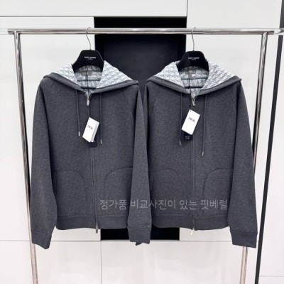 디* 오블리크 자카드 울 블렌드 후드집업 자켓