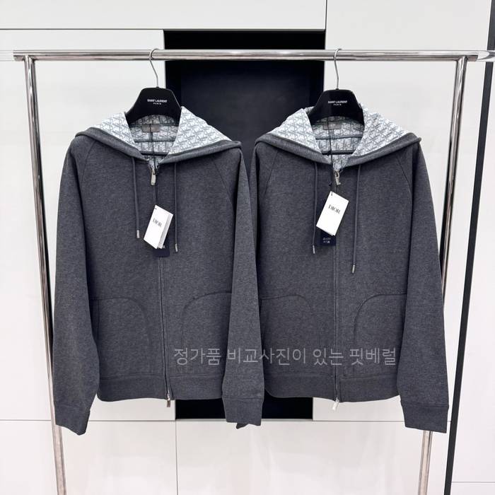 디* 오블리크 자카드 울 블렌드 후드집업 자켓