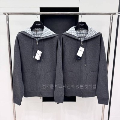 디* 오블리크 자카드 울 블렌드 후드집업 자켓