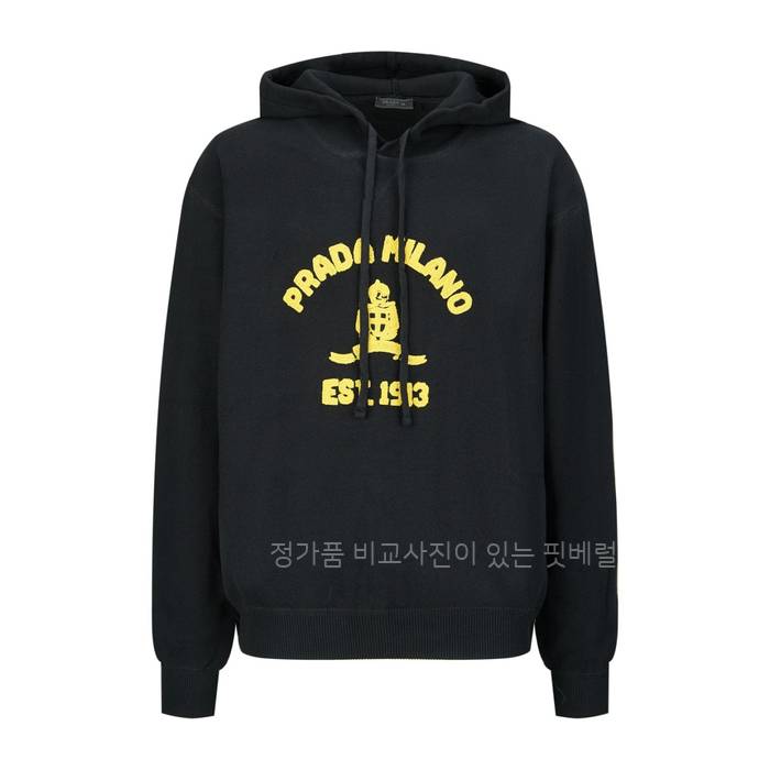 프*다 자수 로고 니트 후드