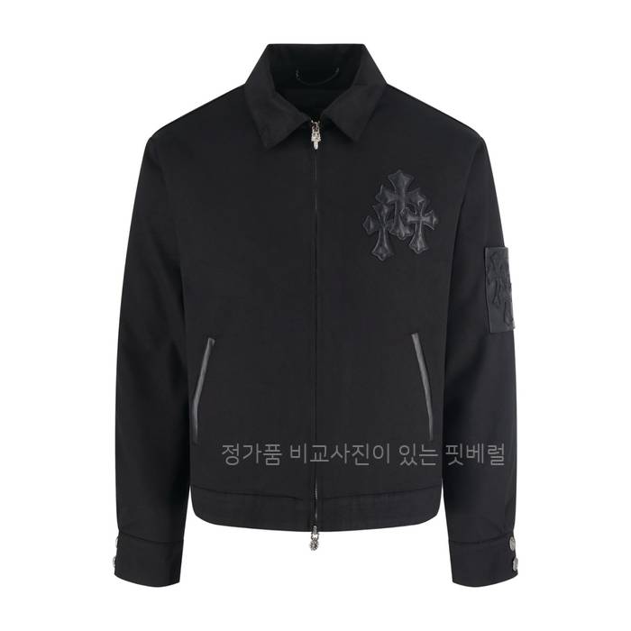 크*하츠 십자가 레더 패치 코튼 자켓