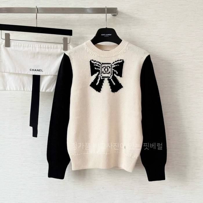 샤* 배색 리본 니트