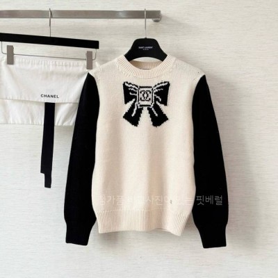 샤* 배색 리본 니트