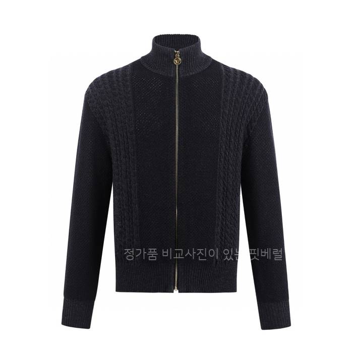 베*사체 자카드 지퍼 니트 자켓