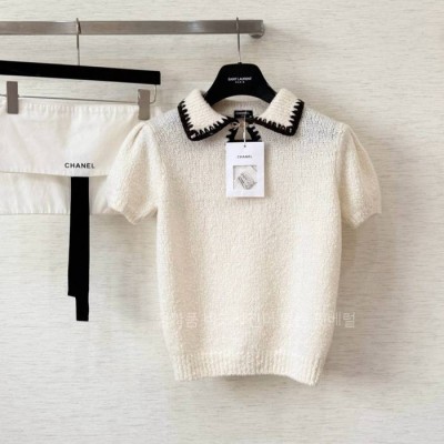 샤* 코코 폴로 리본 니트 반팔