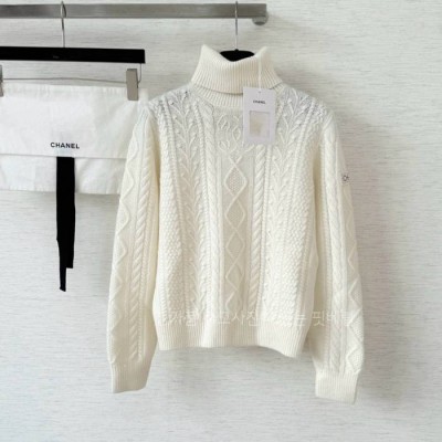 샤* CC 케이블 하이넥 니트