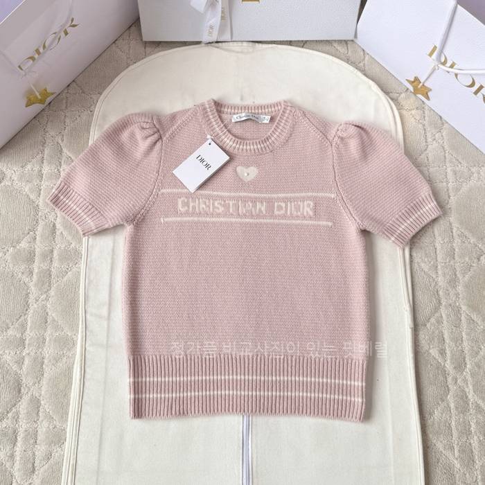 디* 에크루 니트 반팔 여성용