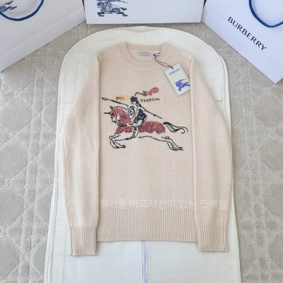 버*리 크로스 스티치 EKD 울 캐시미어 니트