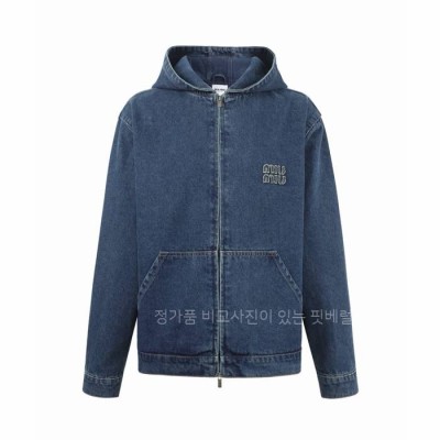 미*미우 로고 데님 후드 자켓