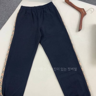 버*리 체크 트리밍 조깅 팬츠