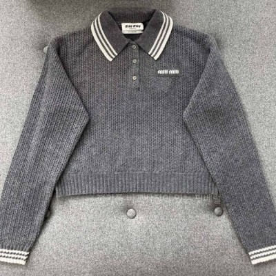 미*미우 울 앤 캐시미어 폴로 니트