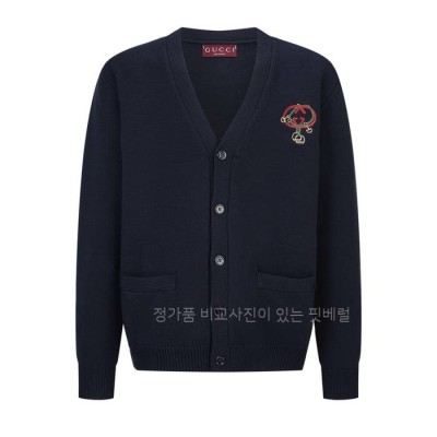 구* 인터로킹 G 자수 울 가디건