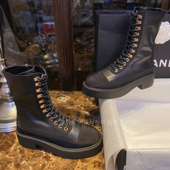 샤* 레이스업 앵클 부츠