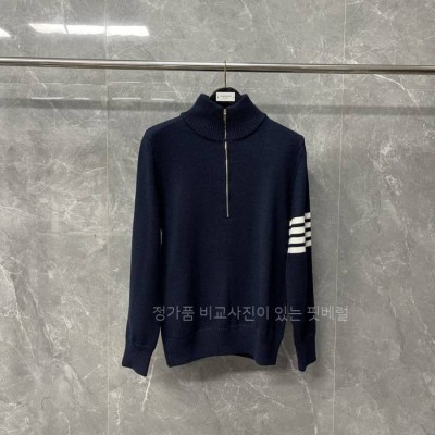 톰*라운 4-바 하이넥 울 하프 집업 니트