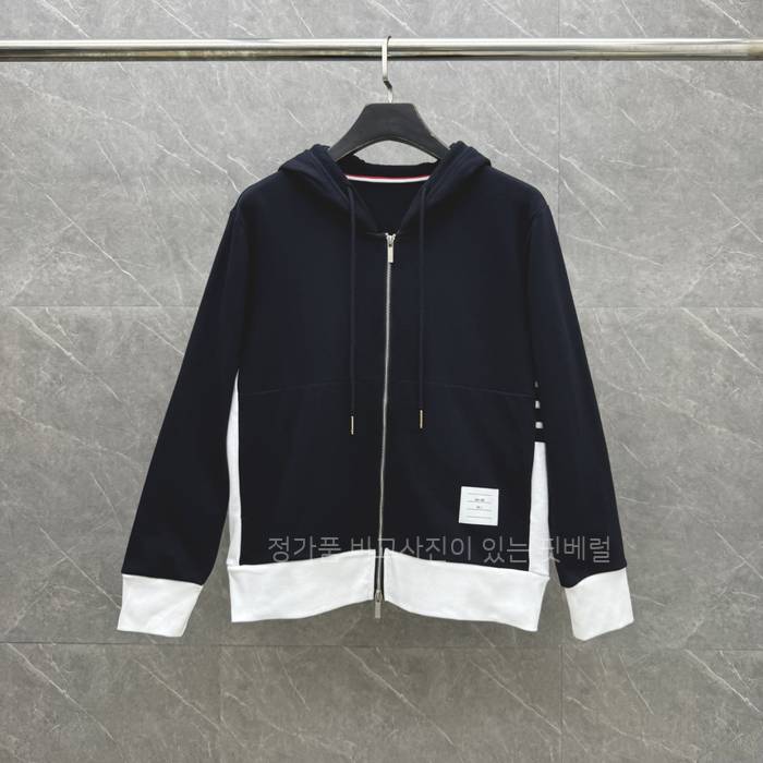 톰*라운 사이드 4-바 저지 루프백 후드집업 자켓