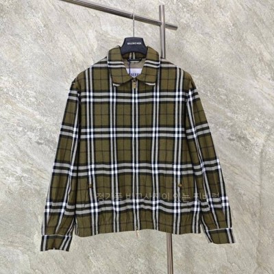 버*리 체크 캐시미어 해링턴 자켓