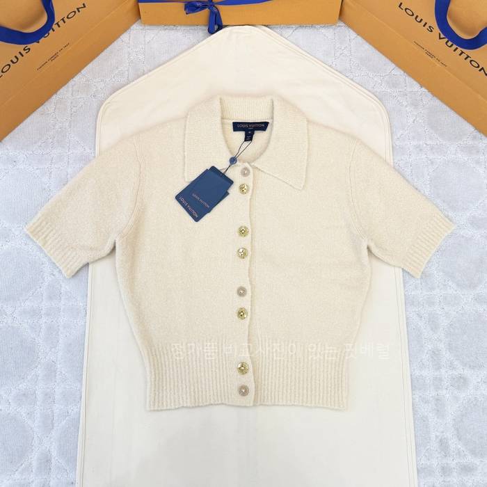 루*비통 모노그램 버튼 반팔 가디건 여성용