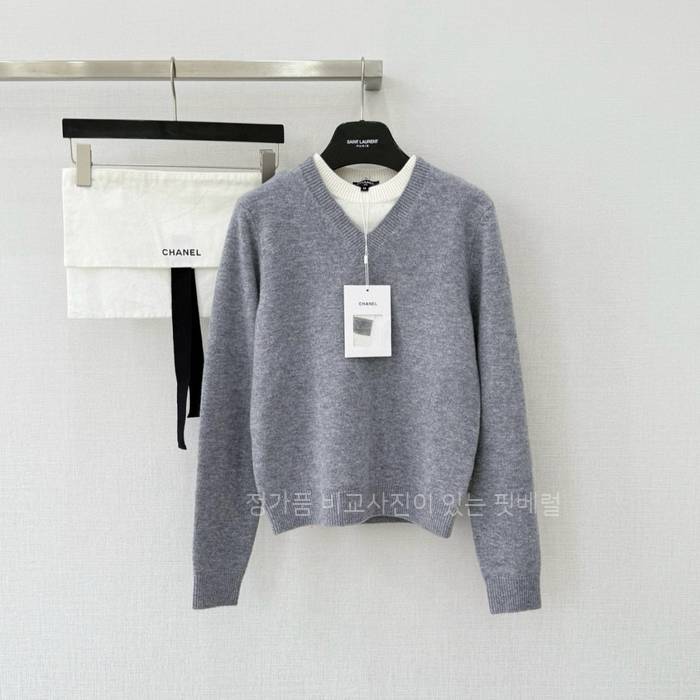 샤* 레이어드 투피스 V넥 니트