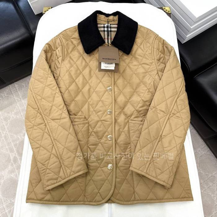 버*리 코듀로이 카라 다이아몬드 퀄팅 자켓 여성용