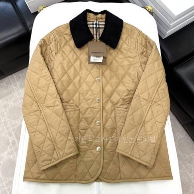 버*리 코듀로이 카라 다이아몬드 퀄팅 자켓 여성용