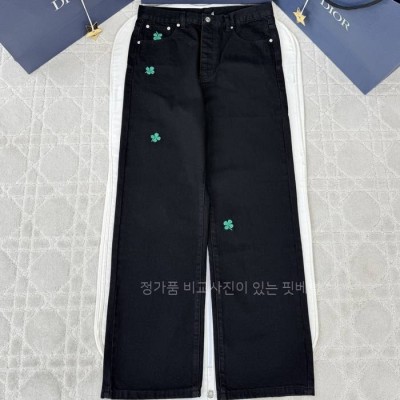 디* 클로버 자수 레귤러 진 데님 팬츠