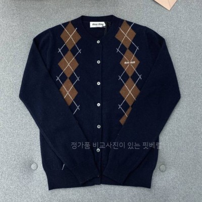 미*미우 아가일 캐시미어 가디건