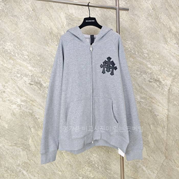 크*하츠 크로스 레더 패치 플리스 후드집업 자켓