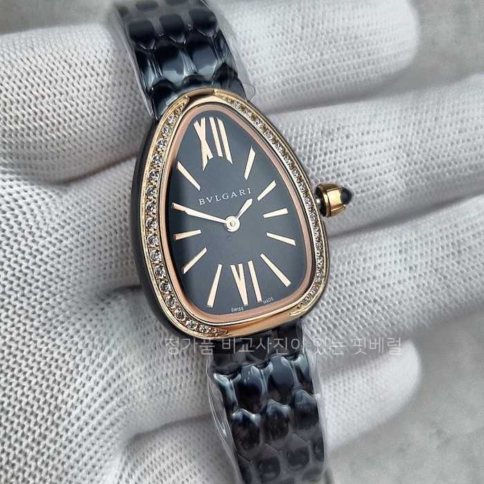 [국내배송] 불*리 세르펜티 세두토리 워치 로즈골드 블랙다이얼 다이아 블랙줄
