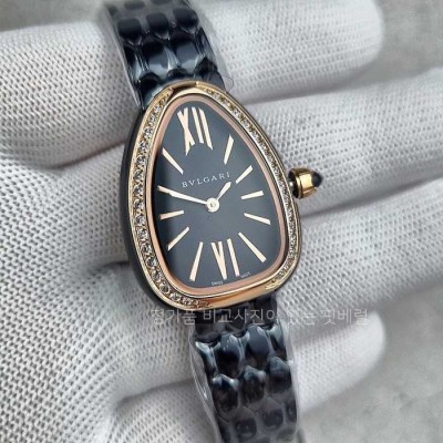 [국내배송] 불*리 세르펜티 세두토리 워치 로즈골드 블랙다이얼 다이아 블랙줄