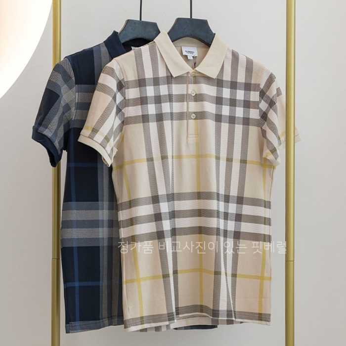 [국내배송] 버*리 남성 체크 반팔 카라 니트 (2color)