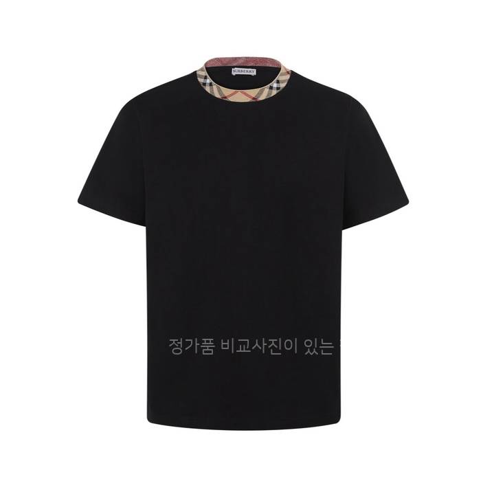 버*리 체크 트리밍 반팔티셔츠