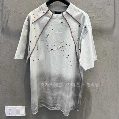 [국내배송] 발*시아가 피그먼트 페인팅 자수  티셔츠