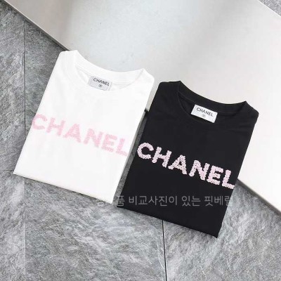 [국내배송] 샤* 핑크자수로고 실켓 라운드티 (2color)