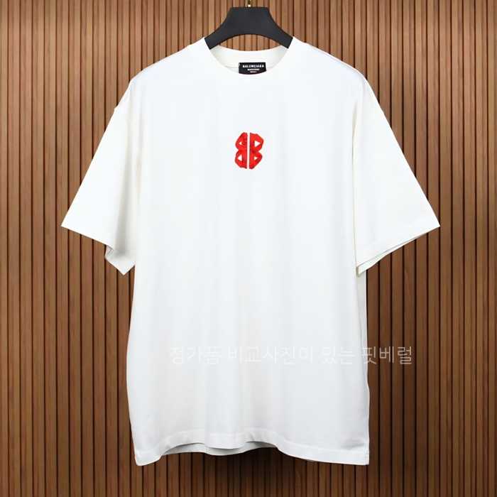 [국내배송] 발*시아가 시큐리티 테이프 로고 오버사이즈 티셔츠