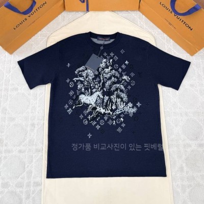 루*비통 쇼트 슬리브드 자카드 크루넥 니트 반팔