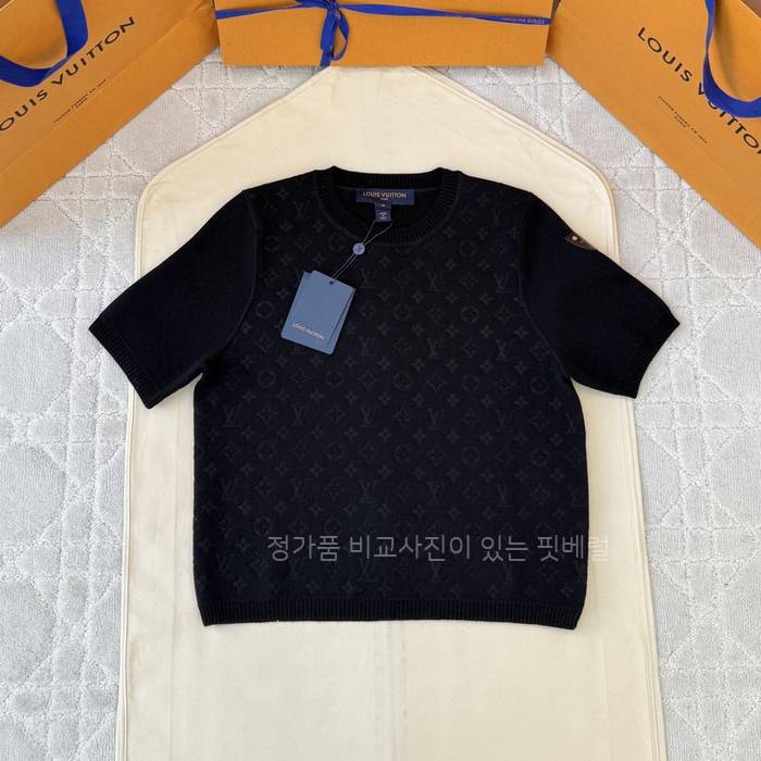 루*비통 모노그램 액센트 니트 톱 반팔 여성용