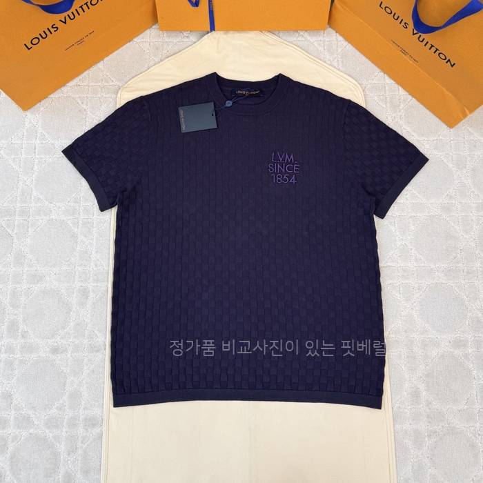 루*비통 다미에 자카드 쇼트 슬리브드 크루넥 니트 반팔