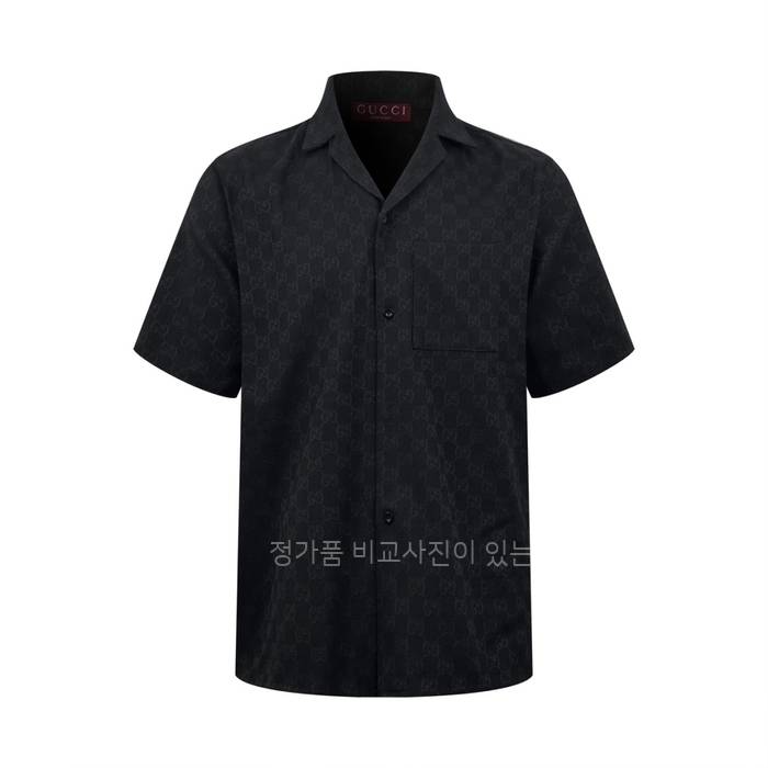 구* GG 캔버스 리넨 블렌드 볼링 반팔 셔츠
