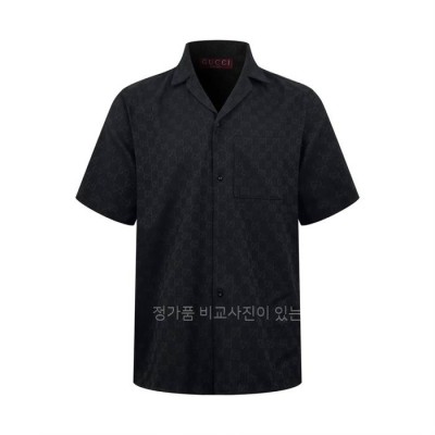 구* GG 캔버스 리넨 블렌드 볼링 반팔 셔츠