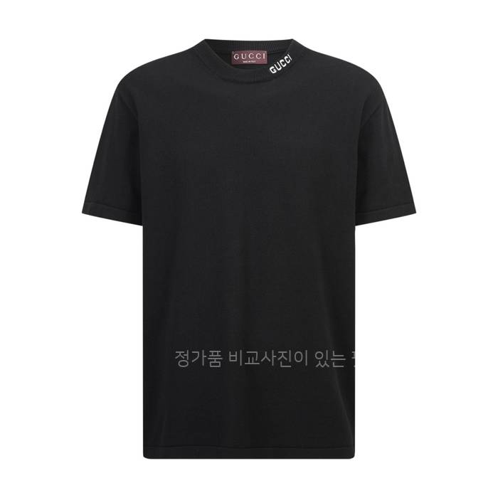 구* 넥 로고 니트 반팔